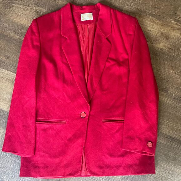 Pendleton Pure Virgin Wool Red Blazer Single Button Classic Professional Jacket - Picture 1 of 4